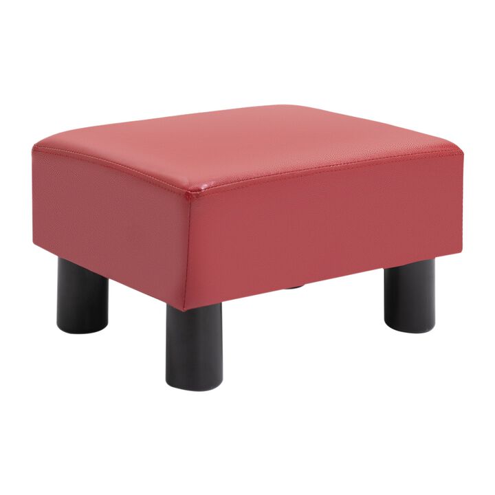 Crimson Comfort: Modern Red Faux Leather Rectangular Footrest