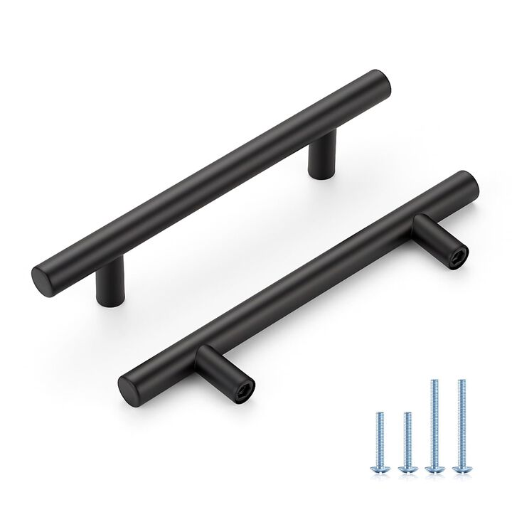 HOME EDIT Matte Black Cabinet Handles 4 Inch Hole Spacing, Stainless Steel Drawer Pulls for Cabinets, Kitchen, Bathroom, Dresser