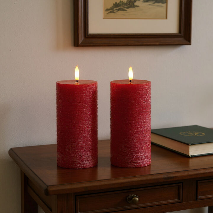 HomeRoots Set of Two Unscented Candle Flameless Pillar Candles