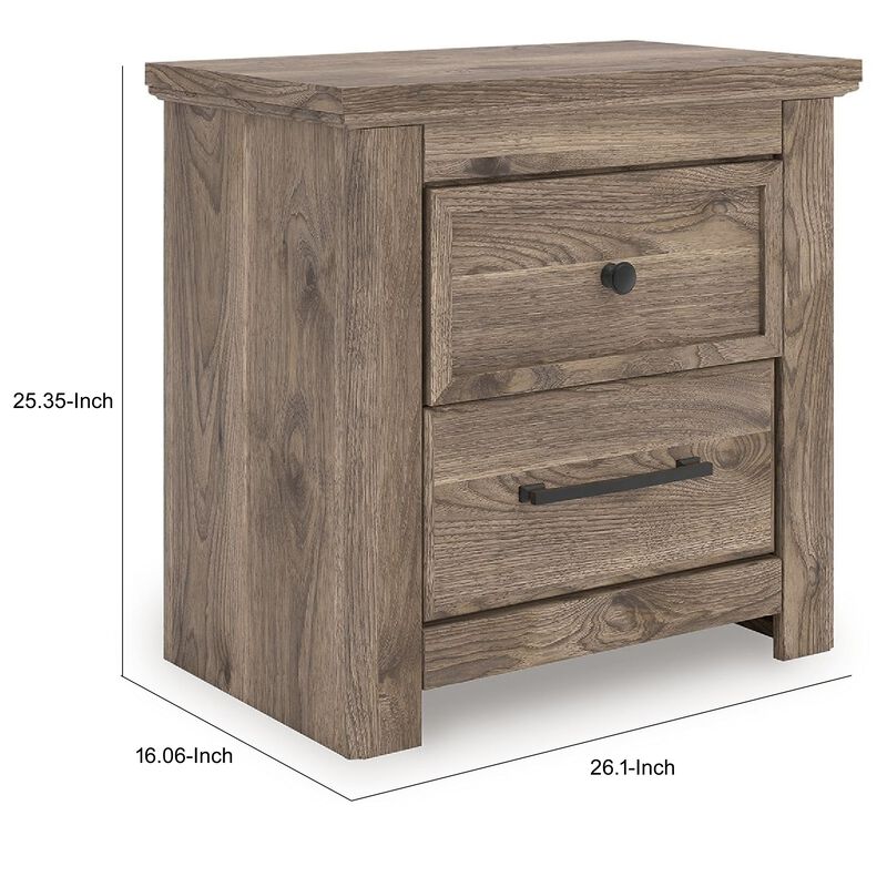 Cota Nightstand, 2 Drawers with Bronze Handles, USB Port, Dark Brown image number 7