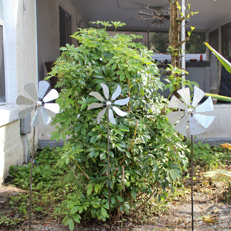 41 Inch Metal Kinetic Wind Spinner Garden Stakes Outdoor Decorations Set of 3 image number 5