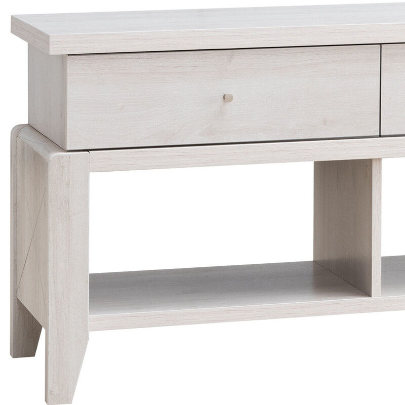 Homezia 60" White Oak Manufactured Wood Cabinet Enclosed Storage Tv Stand