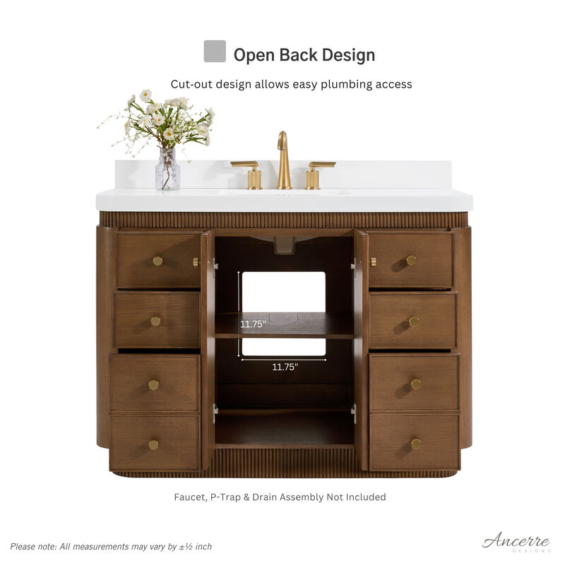 Aston 48 inch Bath Vanity Set in Chestnut Oak Finish with Alpine White Quartz Top image number 6