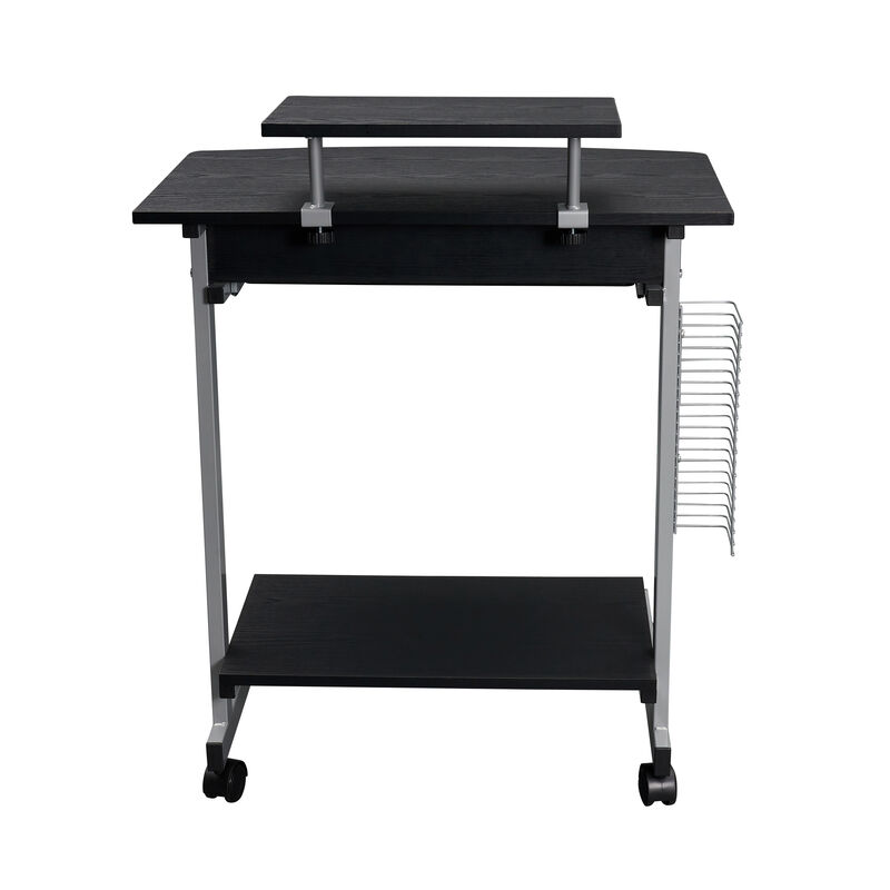 Compact Computer Cart With Storage, Espresso
