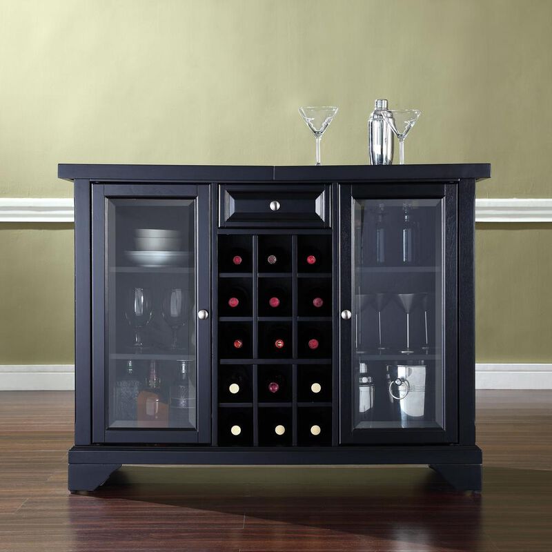 Crosley Furniture Lafayette Sliding Top Bar Cabinet Black