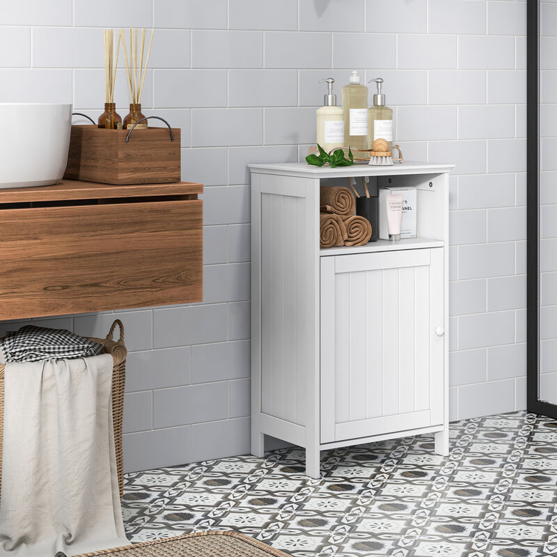 Bathroom Freestanding  Adjustable Shelf Floor Storage Cabinet