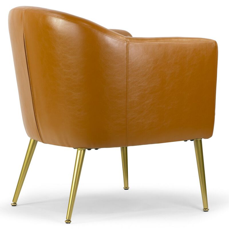 Glamour Home Avi Cappuccino Faux Leather Accent Chair with Golden Legs