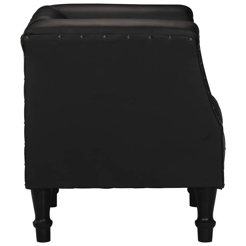 Tub Chair Black Real Goat Leather