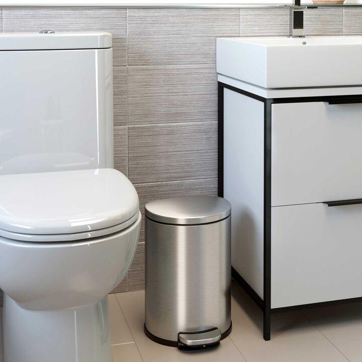 iTouchless 2 Gallon / 7.6 Liter SoftStep Semi-Round Step Pedal Trash Can