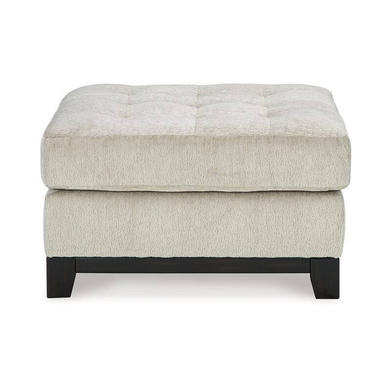 Maxo Accent Ottoman, 36 Inch Square Tufted Seat, Ivory Polyester - Benzara