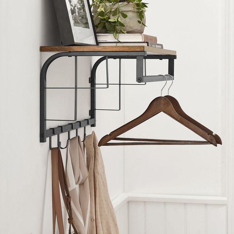 BreeBe Wall-Mounted Coat Rack with Hanging Rod