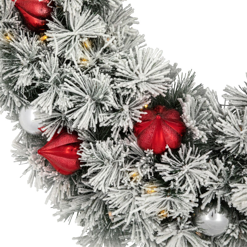 Pre-Lit Snowy Bristle Pine Artificial Christmas Wreath  30-Inch  Warm White Lights image number 3