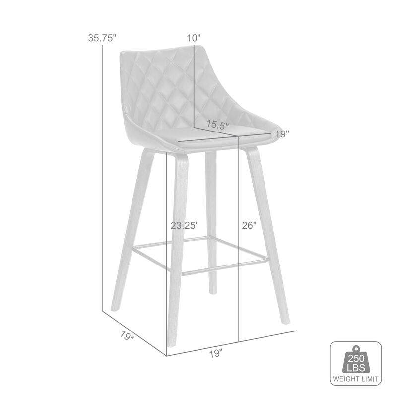 26" Brown Faux Leather Barstool in Walnut Glazed Finish image number 3
