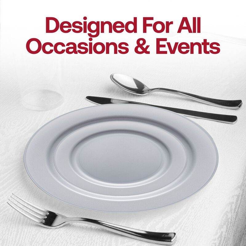 Matte Steel Gray Round Plastic Dinnerware Value Set (40 Sets) image number 7