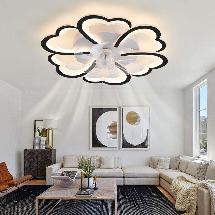 ELEMENT ACE Low Profile Flush Mount Ceiling Fan with Integrated Light, Reversible Silent Motor, Remote & APP Control, 6 Wind Speeds, 3 Adjustable Color Temperatures for Indoor Spaces
