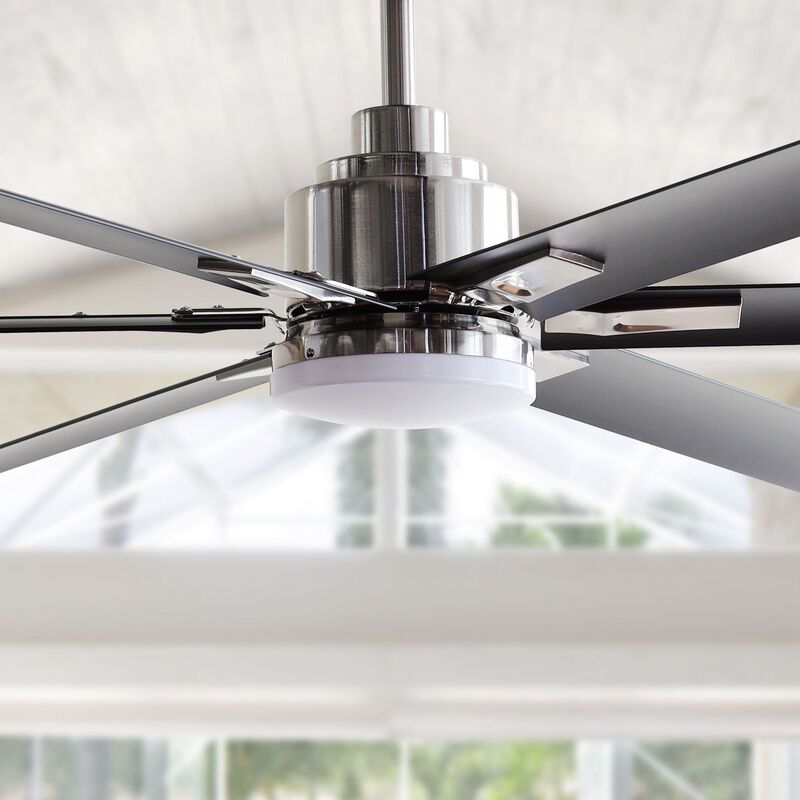 72 in. Modern Integrated LED Brushed Chrome Ceiling Fan with Light and Remote