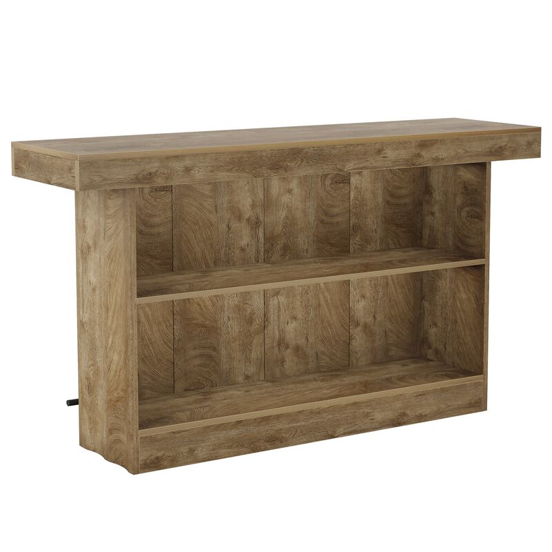 63 Inch Bar Table with 2 Tier Storage Shelves for Home Dining and Entertaining image number 0
