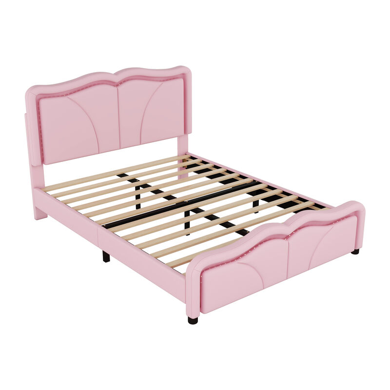 Merax PU Platform Bed with Aadjustbale Headboard
