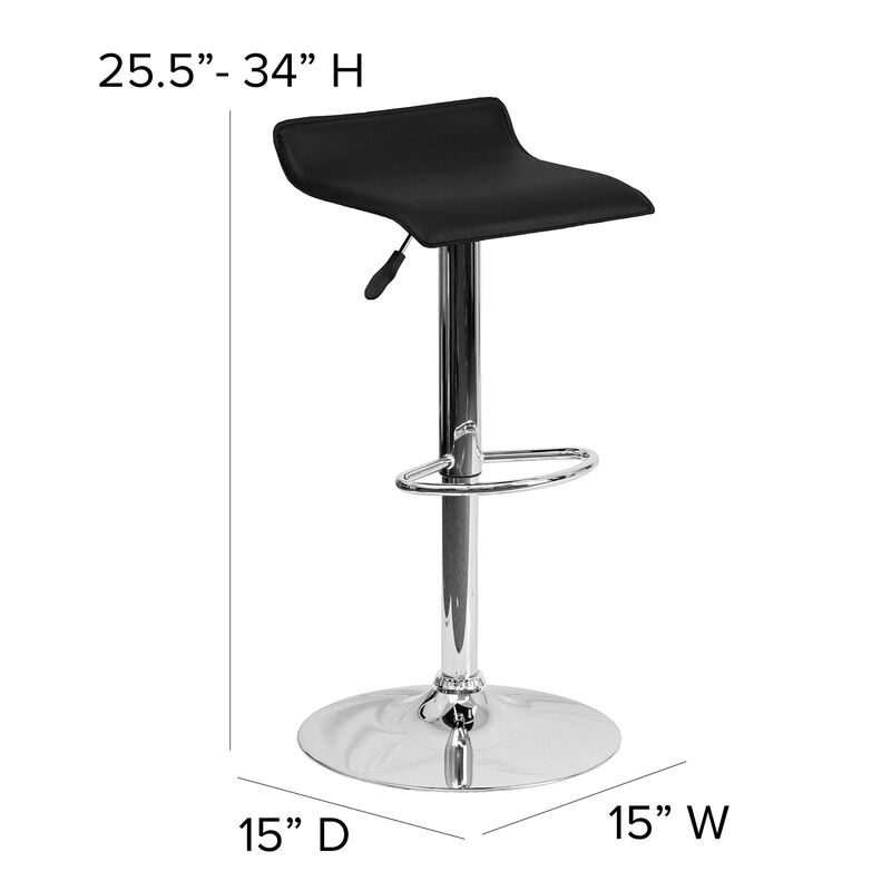 Flash Furniture Contemporary White Vinyl Adjustable Height Barstool with Solid Wave Seat and Chrome Base image number 3