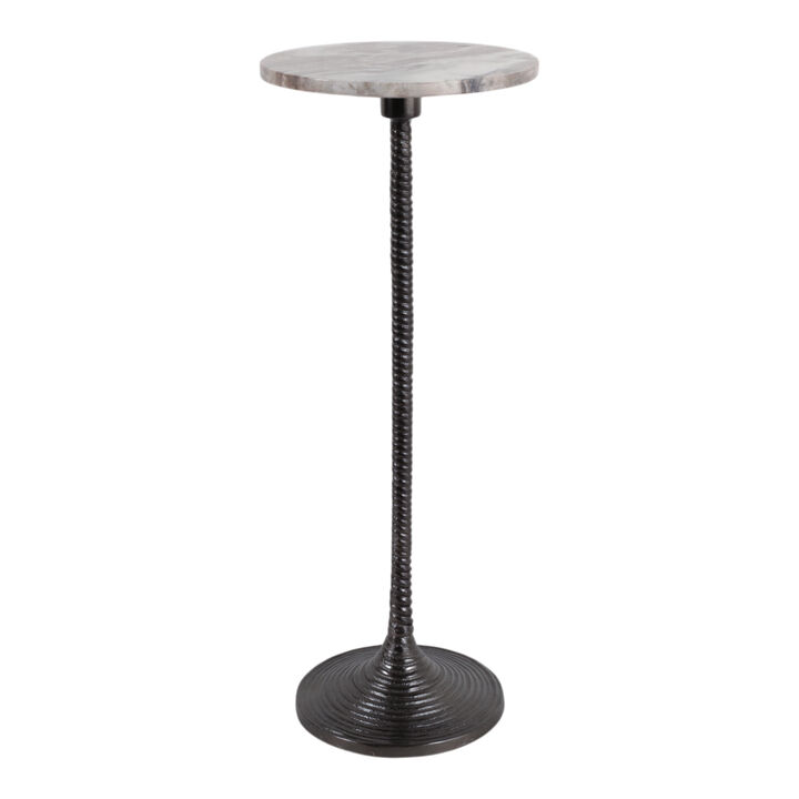 26x10" Antique Gray Marble Top Drink Table / Antiq