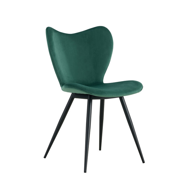 Dining chairs set of 2, Dark Green velvet Chair modern kitchen chair with metal leg