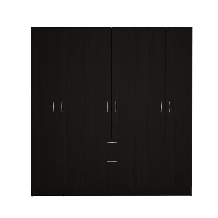 Davenport 1-Drawer Rectangle 6-Door Armoire Black Wenge and White