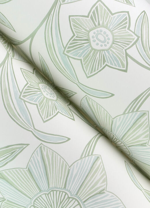 Star Flower Light Green Floral Trail Wallpaper