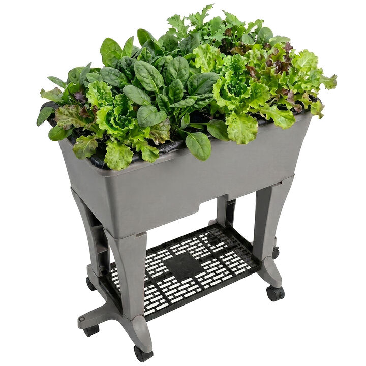 EarthBox Elevated Garden on Wheels &ndash; Self Watering Planter with Plant Food & Storage Shelf