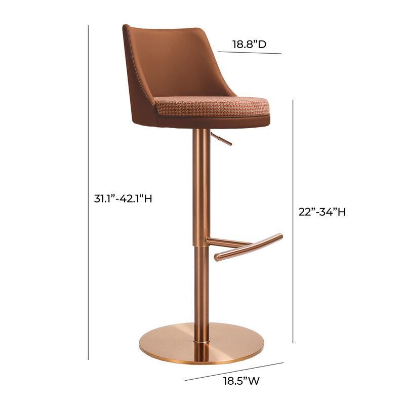 Reagan Cafe Au Lait Houndstooth Adjustable Swivel Stool image number 5
