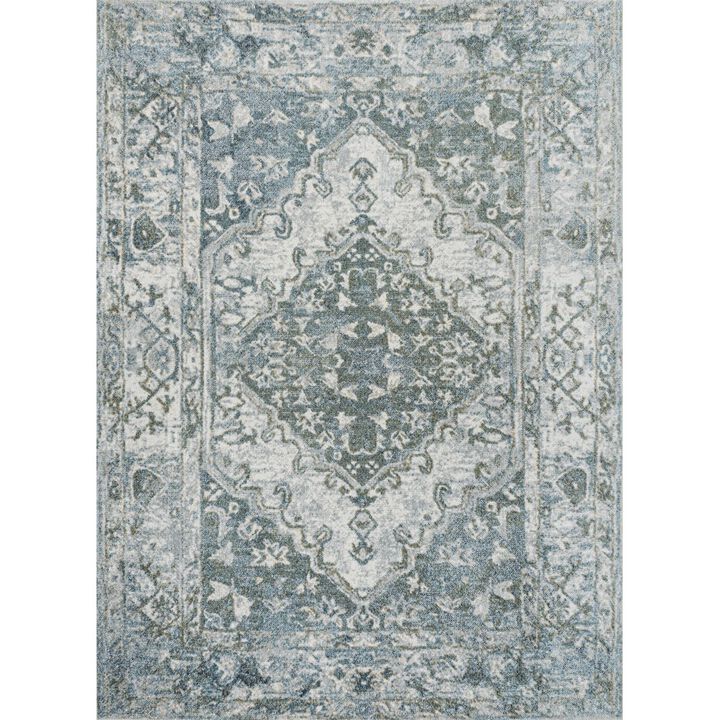 Pavel Distressed Medallion Low-Pile Machine-Washable Area Rug