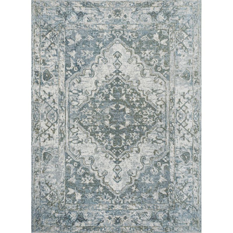 Pavel Distressed Medallion Low-Pile Machine-Washable Area Rug