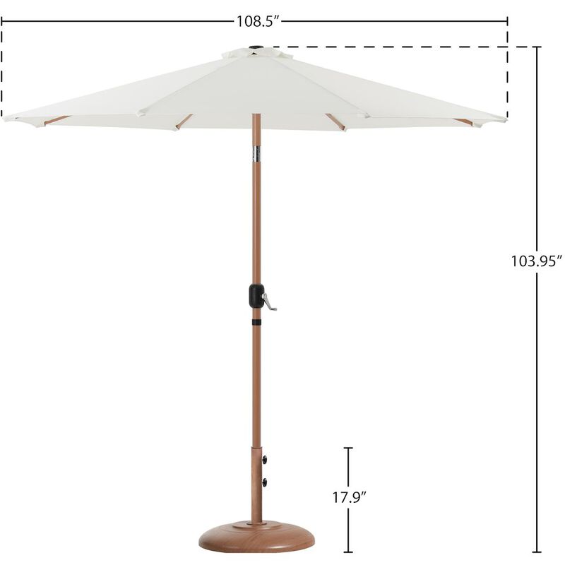 Meridian Furniture Fiji White Fabric / Teak Aluminum Patio Umbrella with Base Sets