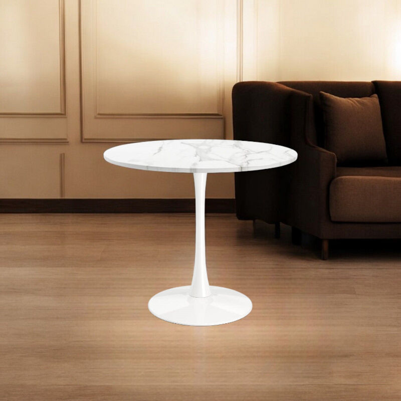Modern Classic Round Pedestal Dining Table with Top and Gold Base