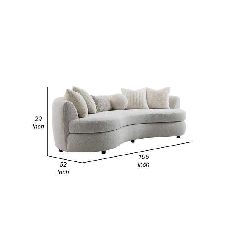 105 Inch Curve Sofa with 6 Feather Accent Pillows, Beige Boucle image number 5