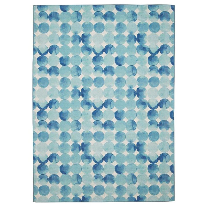 Linon Outdoor Washable Lakeland Blue & Ivory, Rug
