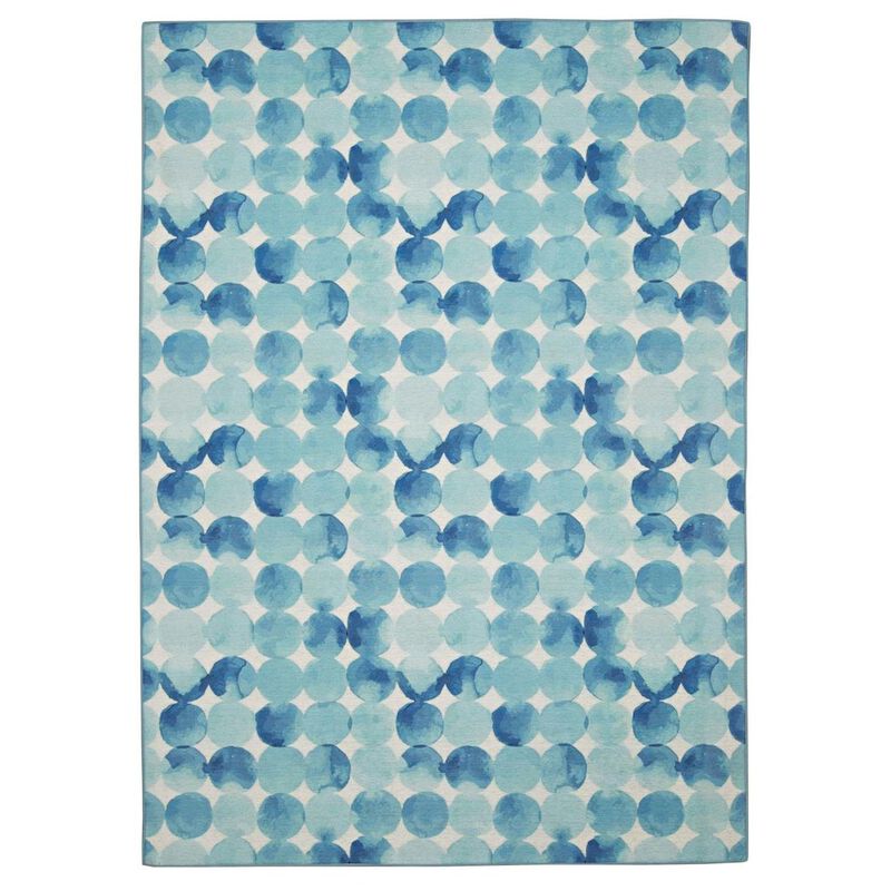 Linon Outdoor Washable Lakeland Blue & Ivory, Rug image number 0