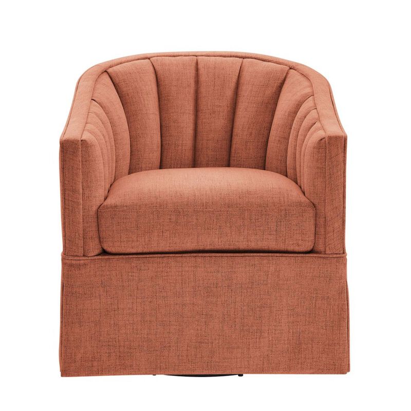Sanibel Skirted Swivel Accent Chair - Coral