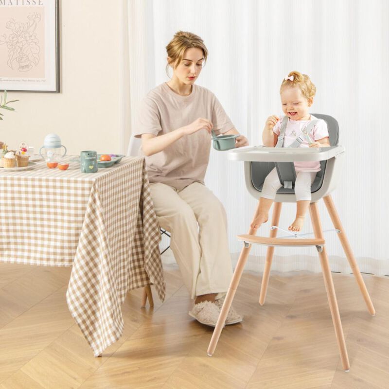 Hivvago 3-in-1 Convertible Wooden High Chair with Cushion