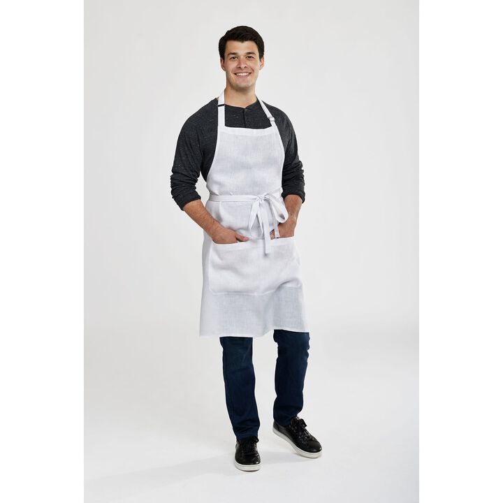 Solino Home 100% Pure Linen Apron - Linen Full Midi Apron