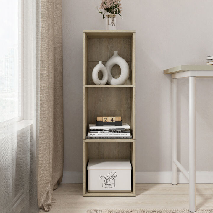 37.52 in. Tall Wood 3-Shelf Etagere Bookcase