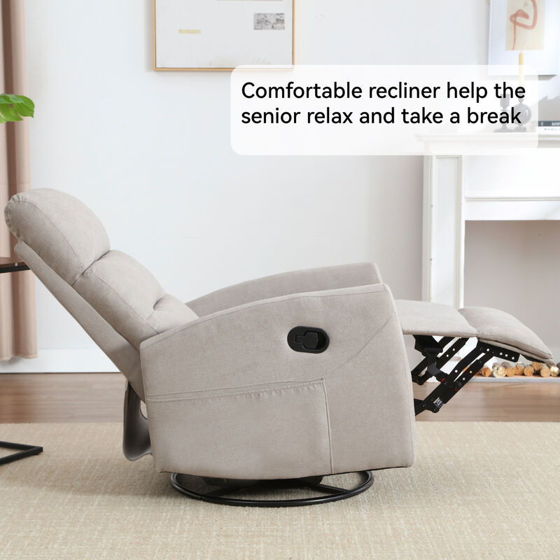 GOODSILO Manual Recliner Chair with Swivel and Rocking Function for Comfortable Living Room Seating image number 8