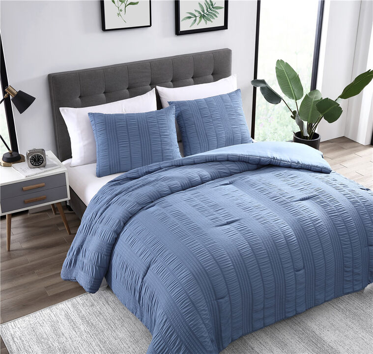 Elm 3 Piece Comforter Set Queen Blue