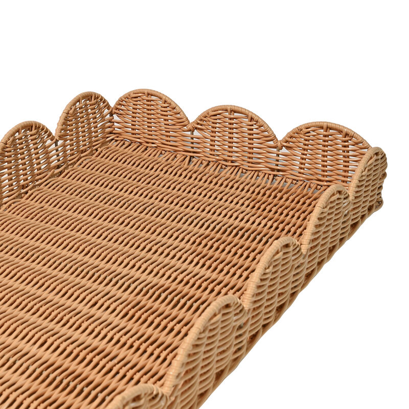 Parker Southwestern Cottage Resin Scalloped Rectangular Decorative Serving Trays image number 6