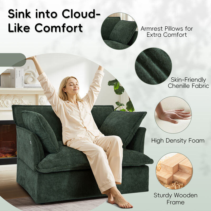 Merax Modern Chenille Upholstered Armchair with Integrated Charging Ports image number 4