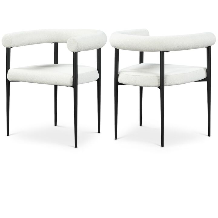 Meridian Furniture Louie Cream Boucle Fabric Dining Chair, Set of 2