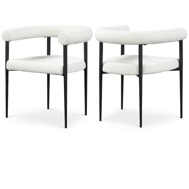 Meridian Furniture Louie Cream Boucle Fabric Dining Chair, Set of 2