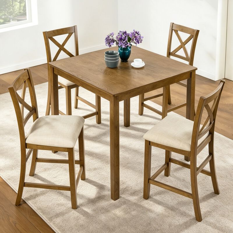 Wipnaf 5‑Piece Square Counter‑Height Dining Table Set image number 1