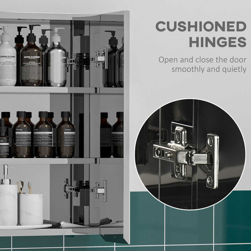 kleankin Bathroom Cabinet Wall Mounted Mirror Cabinet with Hinged Doors