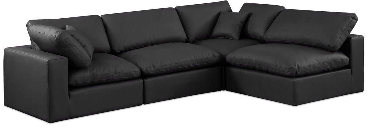 Meridian Furniture Comfy Black Vegan Leather Modular Sectional