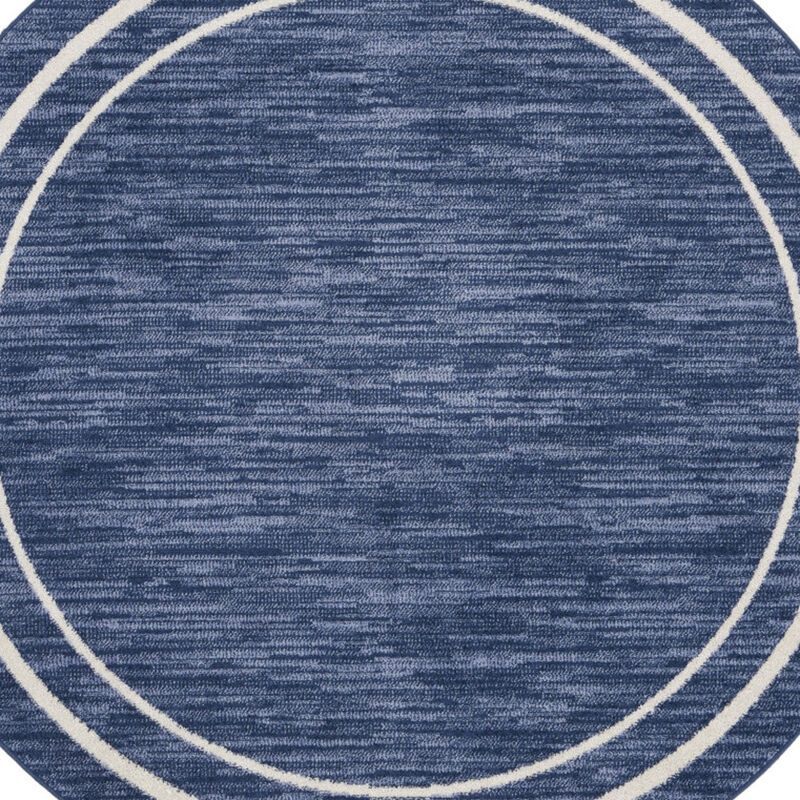 HomeRoots 4' Navy Blue And Ivory Round Indoor Outdoor Area Rug image number 2